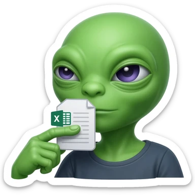 E.T. The Extra-Terrestrial from the movie eating an Excel file icon sticker