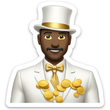 Posh-man-with-white-suit-holding-golden-coins sticker