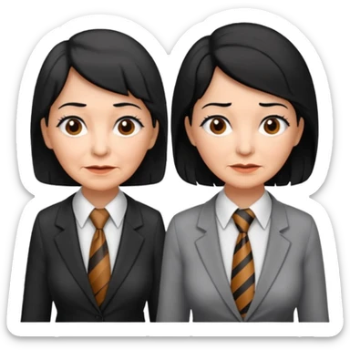 old women with Necktie. different hair styles, black hair. sticker