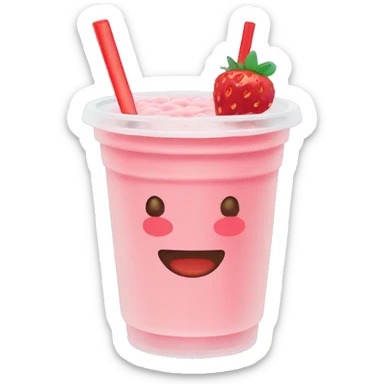 A boba tea with strawberries in it sticker