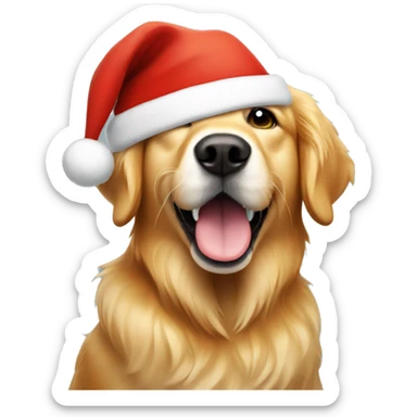 Golden retriever in Santa hat sticker