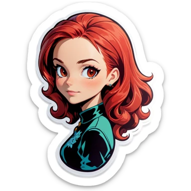 Woman with red hair  sticker