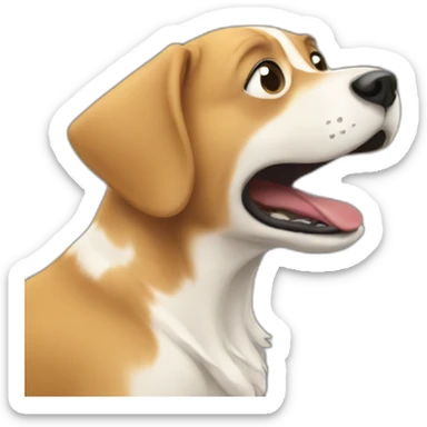 a dog barking at a tree sticker