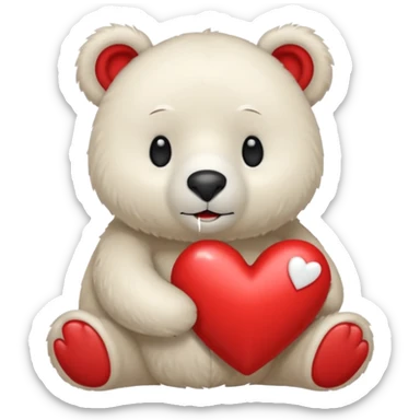 un oso blanco sosteniendo un corazón  sticker