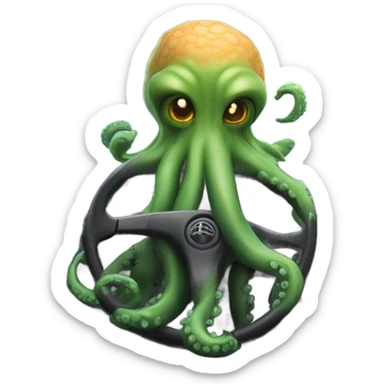 Kraken driving a minivan with a machine gun  sticker