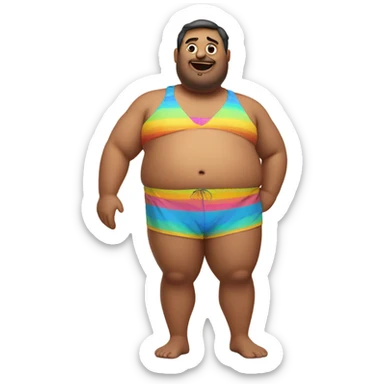 Fat man in bathing suit  sticker