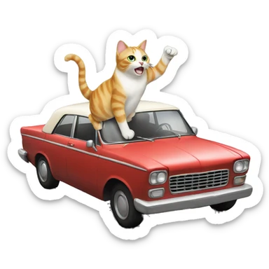 Cat dancing on car sticker