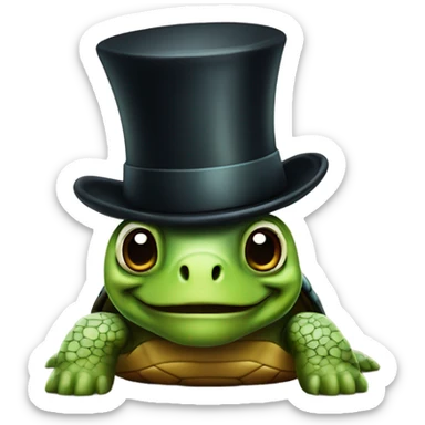 Turtle with top hat sticker