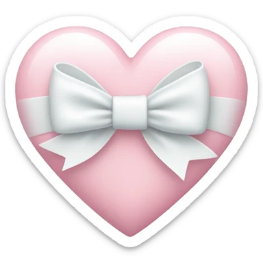 Pastel pink heart with white bow sticker
