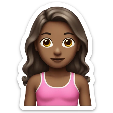 little white girl with pink swimming suit dark brown long hair swimming  sticker