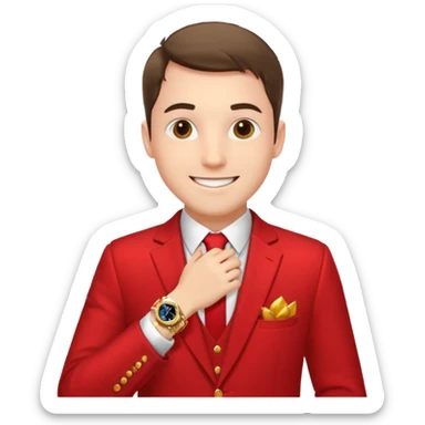 man  in red holiday new year suit sticker