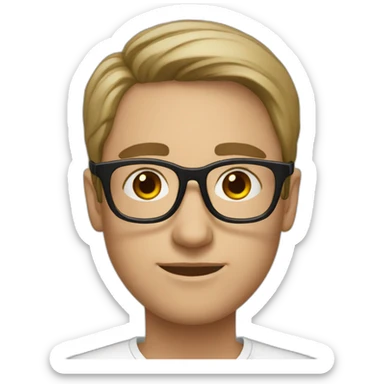 white-male-brunette-black-round-glasses sticker