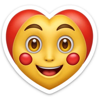 classic heart eyes emoji, yellow face, big red heart eyes, open mouth smile sticker