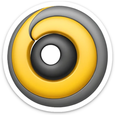 Gray sphere with black scribble and yellow spiral . sticker