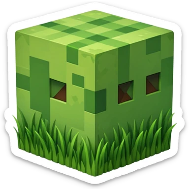 um bloco de grama do minecraft sticker
