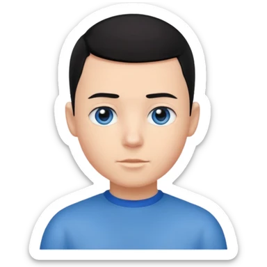 create a long buzz haircut boy that has black hair sticker