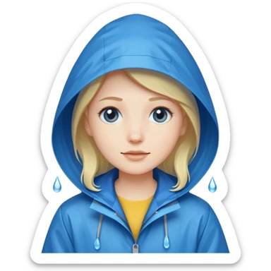 blue raincoat, just rain coat, negative character. sticker