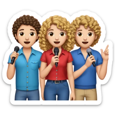 3 amigas en un karaoke cantando una chica rizada y las oreas pelo liso sticker