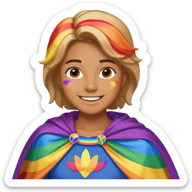 Dancing person in Pride outfit with rainbow flag cape sticker