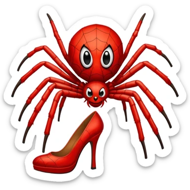 Spider with red high heels on a sticker