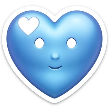 blue heart-shaped emoji with a pearl texture, shiny and smooth sticker