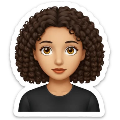 Woman with olive skin and dark brown curly hair and brown ey sticker