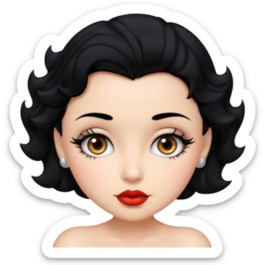 Do not change the face I already created, I want her with Betty boop face and black hair sticker