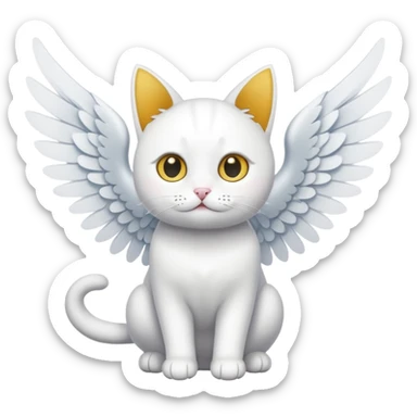 white cat with wings sticker