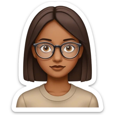 a nerdly straight hair with spectale brown tonned with sharp eyes and defined jawline girl sticker