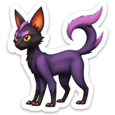 Black edgy Noivern-Noibat-Purloin-Torracat-Lykoi-Caracal-cat-Fakemon-fusion-hybrid-creature sticker