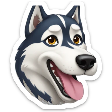 A running husky with a long tongue  sticker