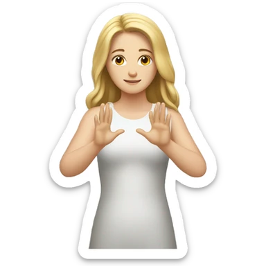 white girl shows the cross with her hands sticker