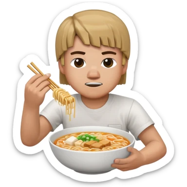 Minecraft Steve eating ramen while throwing it back sticker