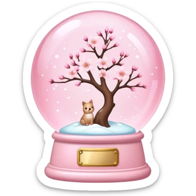 Pastel pink snow globe，Cherry blossom sticker