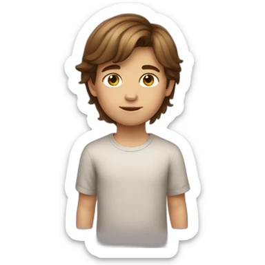 Little boy long brown hair sticker
