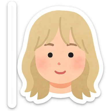 Billie Eilish head, Irasutoya style, blonde hair, soft cartoon face, simple features, no background sticker