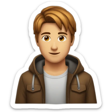 Garçon cheveux lisses marron yeux marron sticker