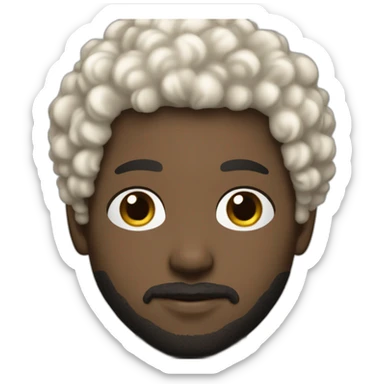 french white boy with freckles with black afro curly hair with a small beard sticker