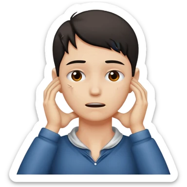 Person grabbing their neck with both hands sticker