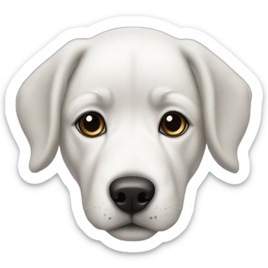 white 50 pound puppy with two black patches sticker