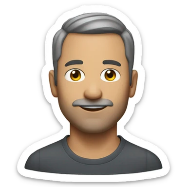 45 yo man, very short hair, almost shaved. shortbeard. Salt and pepper tone sticker