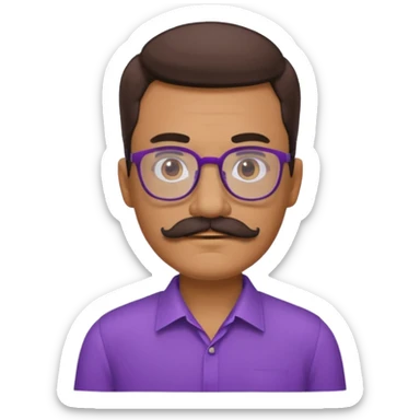 glasses purple man with mustache sticker