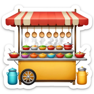 small indonesian roadside foodstall, front facing sticker