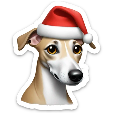 Whippet with a Santa hat  sticker