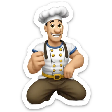 cree un imoji de Popeye le marin avec une toque de chef cuisinier sticker