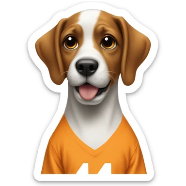 Dog wearing a Tennessee jersey with the number 44 on it sticker