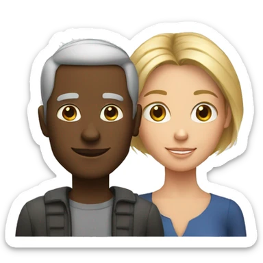 middle age white man and young black woman sticker
