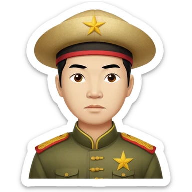 Cinematic Realistic Ho Chi Minh Portrait Emoji, depicted as a determined revolutionary leader in traditional attire with a humble expression, rendered with lifelike textures and soft natural lighting that captures his enduring legacy. sticker