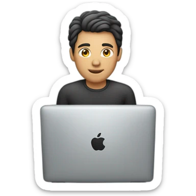 a man setting on a mac sticker