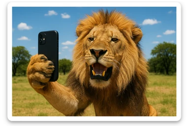 Selfie lion sticker